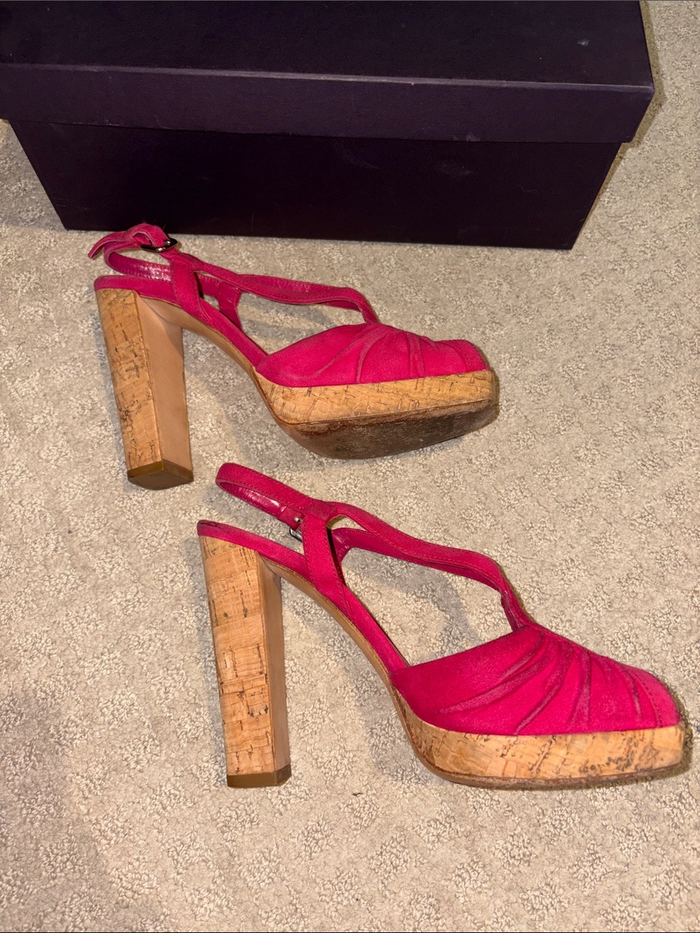 Prada Magenta Suede Knotted Slingback Heels - Picture 6 of 9